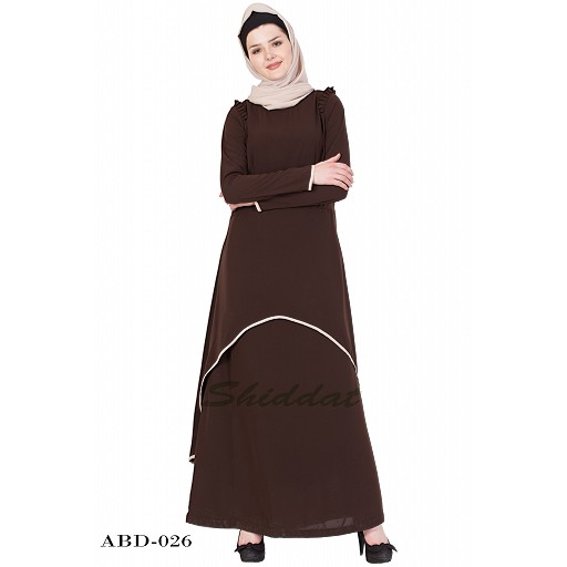 C Cut Abaya- Coffee Brown